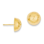 Load image into Gallery viewer, 14k Yellow Gold 12mm Hammered Half Ball Button Post Earrings
