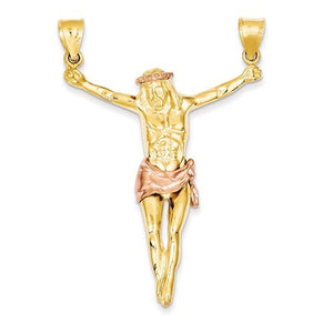 14k Gold Two Tone Corpus Crucified Christ Pendant Charm - [cklinternational]