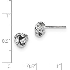 14k White Gold Classic Polished Love Knot Stud Post Earrings