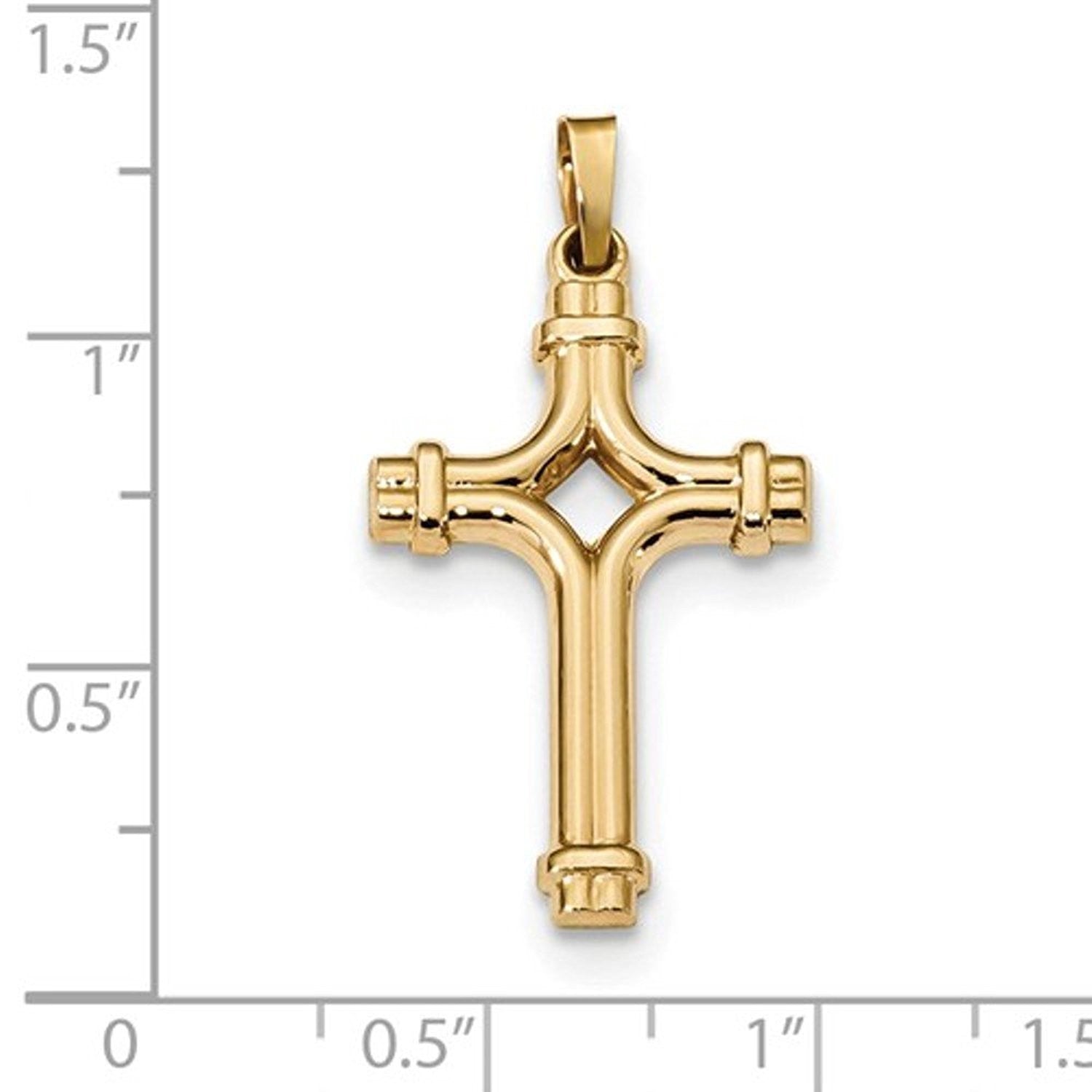 14k Yellow Gold Fancy Latin Cross Pendant Charm