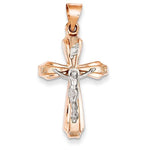 Afbeelding in Gallery-weergave laden, 14k Gold Two Tone Crucifix Cross Pendant Charm
