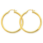 Afbeelding in Gallery-weergave laden, 14K Yellow Gold 40mm x 3mm Classic Round Hoop Earrings
