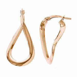 14K Rose Gold Modern Classic Twisted Hoop Earrings