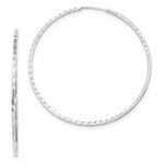 Charger l&#39;image dans la galerie, 14K White Gold 55mmx1.35mm Square Tube Round Hoop Earrings
