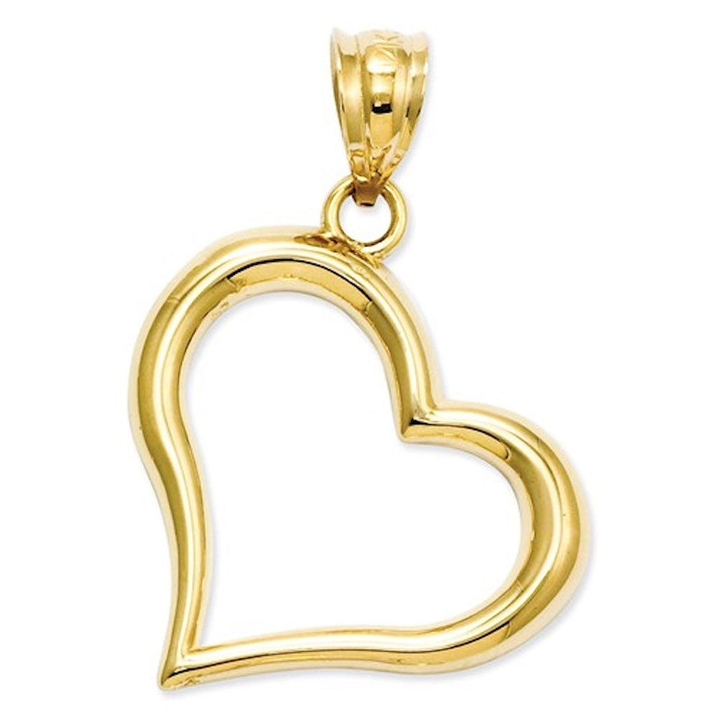 14k yellow gold heart open back pendant charm