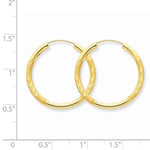 이미지를 갤러리 뷰어에 로드 , 14K Yellow Gold 23mm Satin Textured Round Endless Hoop Earrings
