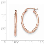 Charger l&#39;image dans la galerie, 14k Rose Gold Classic Polished Oval Hoop Earrings
