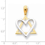 Charger l&#39;image dans la galerie, 14k Gold Two Tone Star of David Heart Pendant Charm
