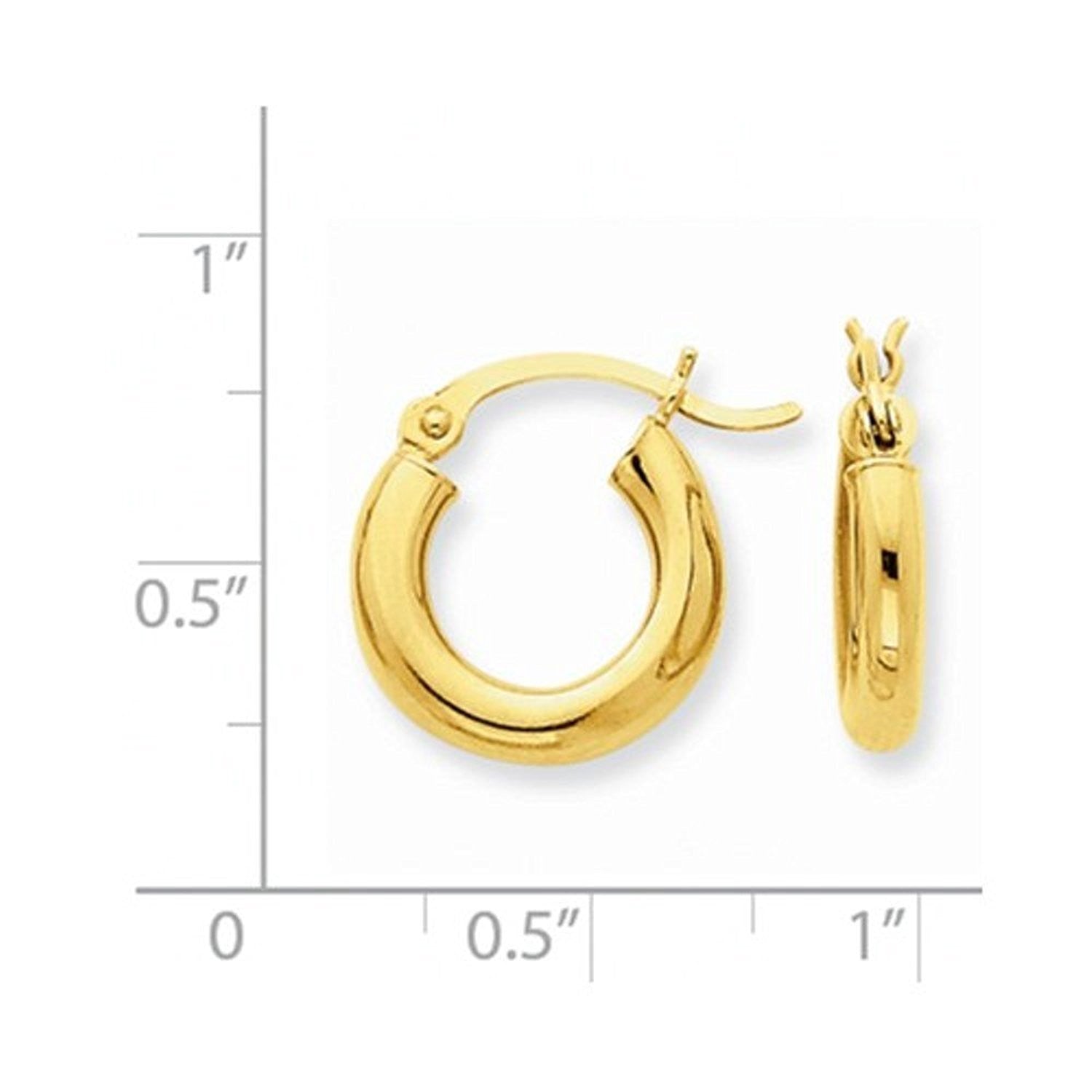 14K Yellow Gold 13mm x 3mm Classic Round Hoop Earrings