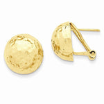 Load image into Gallery viewer, 14k Yellow Gold Hammered 14mm Half Ball Omega Post Earrings
