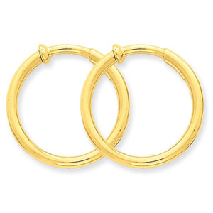 14K Yellow Gold 25mm x 2.5mm Non Pierced Round Hoop Earrings