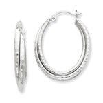 Lade das Bild in den Galerie-Viewer, 14k White Gold Large Oval Hammered Style Hoop Earrings
