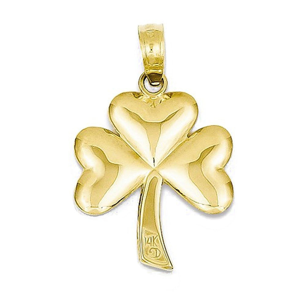 14k Yellow Gold Celtic Shamrock Clover 3D Pendant Charm - [cklinternational]