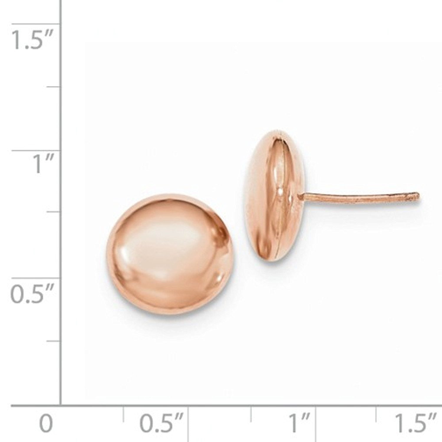 14k Rose Gold 12mm Button Polished Post Stud Earrings