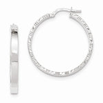 Load image into Gallery viewer, 14K White Gold 30mm x 3mm Textured Edge Hoop Earrings
