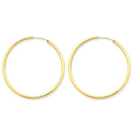 Загрузить изображение в средство просмотра галереи, 14K Yellow Gold 40mm x 2mm Round Endless Hoop Earrings
