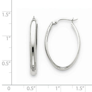 14k White Gold Classic Oval Hoop Earrings