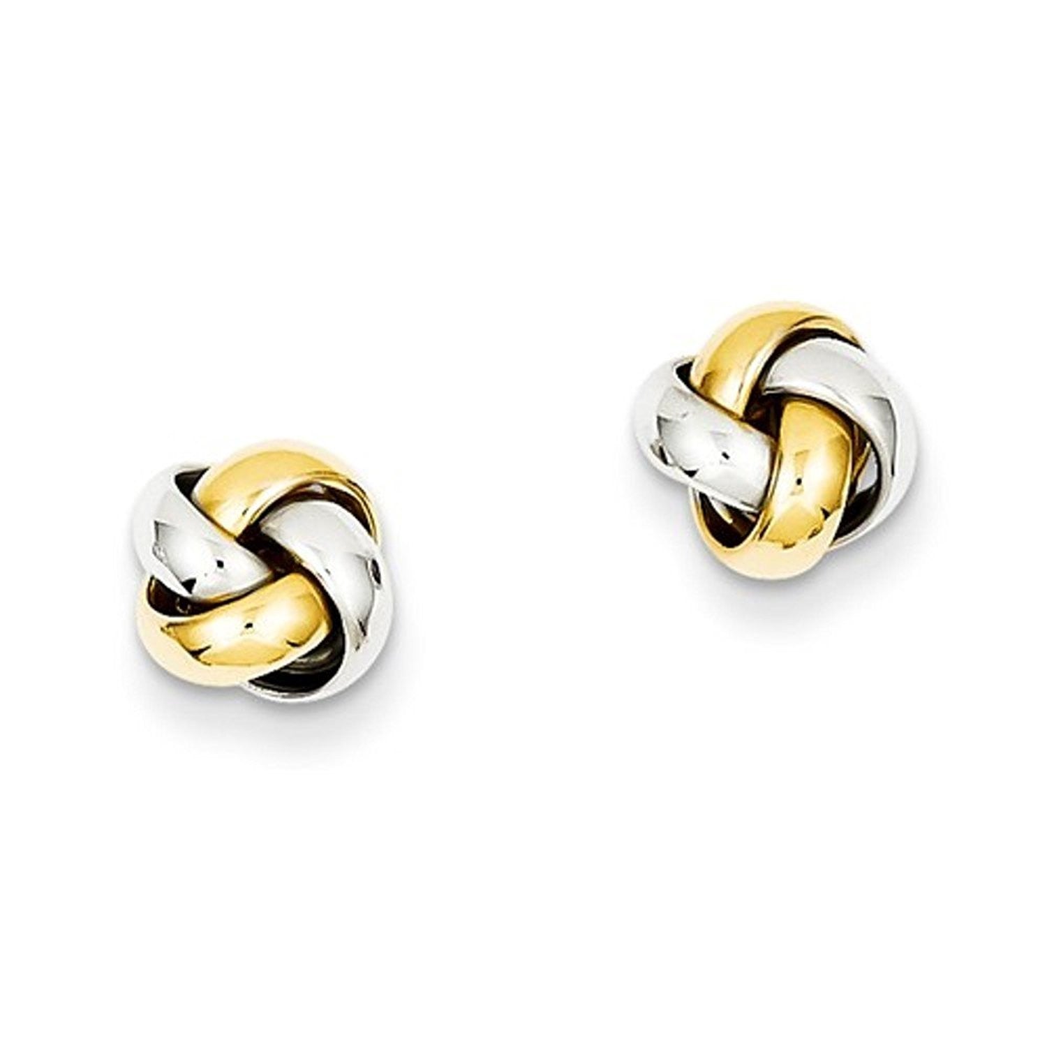 14k Gold Two Tone Classic Love Knot Stud Post Earrings