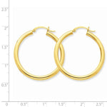 Indlæs billede til gallerivisning 14K Yellow Gold 35mm x 3mm Classic Round Hoop Earrings
