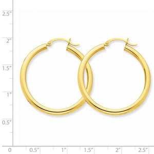 14K Yellow Gold 35mm x 3mm Lightweight Round Hoop Earrings