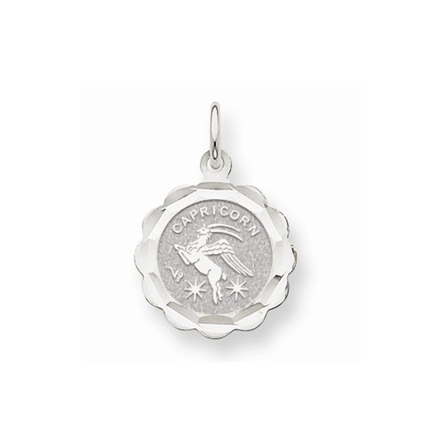 14k White Gold Capricorn Zodiac Horoscope Pendant Charm