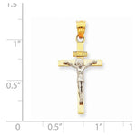 Kép betöltése a galériamegjelenítőbe: 14k Gold Two Tone INRI Crucifix Cross Pendant Charm

