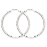 Load image into Gallery viewer, 14K White Gold 33mm Satin Textured Round Endless Hoop Earrings
