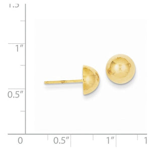 14k Yellow Gold 8mm Polished Half Ball Button Post Earrings