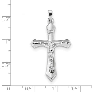 14k White Gold INRI Crucifix Cross Pendant Charm
