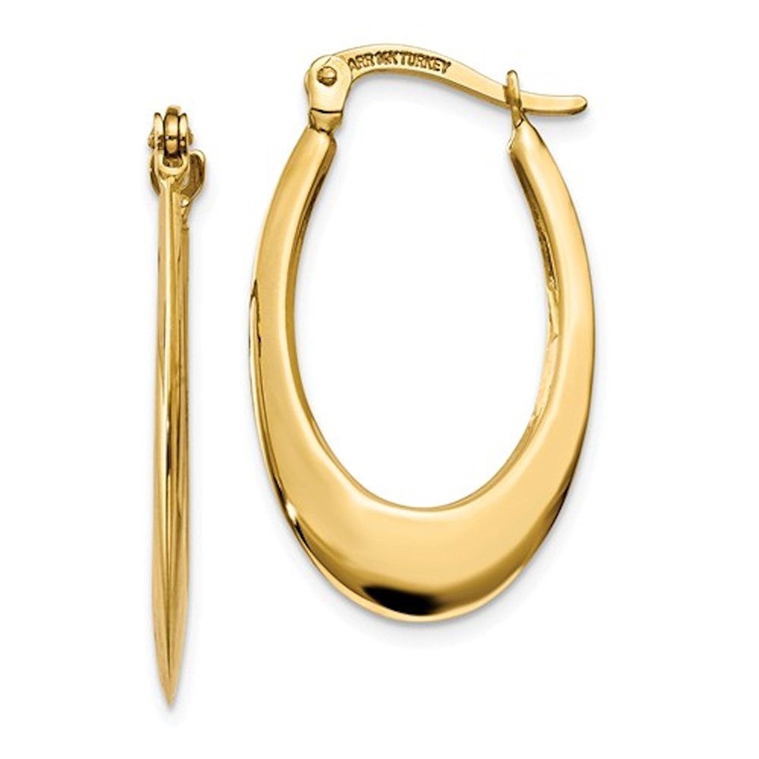 14k Yellow Gold Classic Oval Tube Hoop Earrings