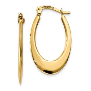 14k Yellow Gold Classic Oval Tube Hoop Earrings