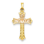 Load image into Gallery viewer, 14k Gold Two Tone Claddagh Cross Pendant Charm
