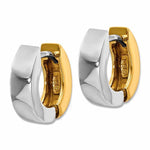 Загрузить изображение в средство просмотра галереи, 14k Gold Two Tone Classic Hinged Hoop Huggie Earrings
