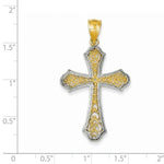 Ladda upp bild till gallerivisning, 14k Yellow Gold and Rhodium Cross Filigree Pendant Charm
