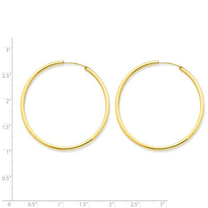 14K Yellow Gold 40mm x 2mm Round Endless Hoop Earrings