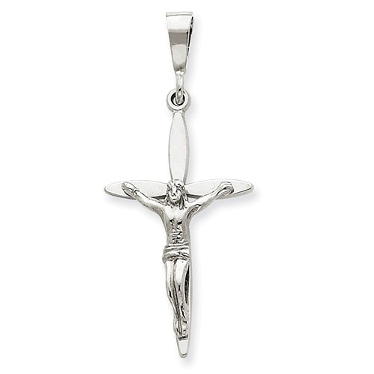 14k White Gold Crucifix Cross Pendant Charm