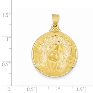 14k Yellow Gold Jesus Face Medal Hollow Pendant Charm