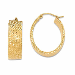 14K Yellow Gold Modern Contemporary Oval Hoop Earrings