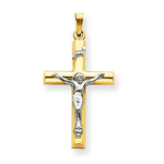 画像をギャラリービューアに読み込む, 14k Gold Two Tone INRI Crucifix Cross Hollow Pendant Charm
