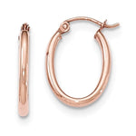 Lataa kuva Galleria-katseluun, 14k Rose Gold Classic Polished Oval Hoop Earrings
