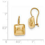 Indlæs billede til gallerivisning 14k Yellow Gold Square Button 10mm Kidney Wire Button Earrings
