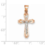 Kép betöltése a galériamegjelenítőbe: 14k Gold Two Tone Crucifix Cross Pendant Charm
