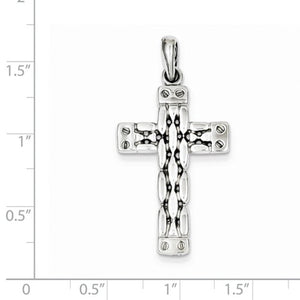 14k White Gold Panther Style Cross Pendant Charm
