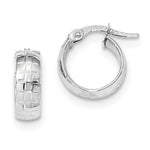 Load image into Gallery viewer, 14K White Gold 14mmx13mmx5mm Patterned Round Hoop Earrings
