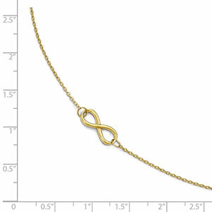 14k Yellow Gold Infinity Anklet 9 inches plus Extender
