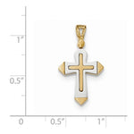 Lade das Bild in den Galerie-Viewer, 14k Gold Two Tone Passion Cross Flat Back Pendant Charm
