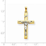 Kép betöltése a galériamegjelenítőbe: 14k Gold Two Tone INRI Crucifix Cross Hollow Pendant Charm
