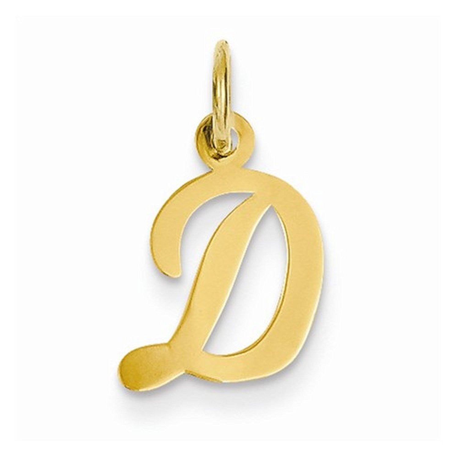 14k Yellow Gold Script Letter D Initial Alphabet Pendant Charm