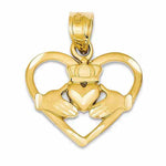 Kép betöltése a galériamegjelenítőbe: 14k Yellow Gold Claddagh Heart Pendant Charm - [cklinternational]
