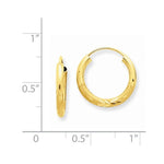 画像をギャラリービューアに読み込む, 14K Yellow Gold 13mm Satin Textured Round Endless Hoop Earrings
